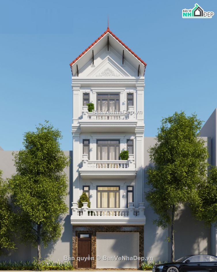 nhà 4 tầng,nhà phố cổ điển,nhà phố tân cổ điển