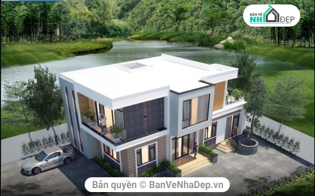 Phối cảnh biệt thự,Phối cảnh biệt thự 2 tầng,file 3dmax phối cảnh,phối cảnh biệt thự 3dmax
