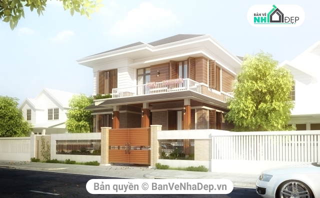 Sketchup dựng 5 mẫu thiết kế biệt thự 2 tầng hot