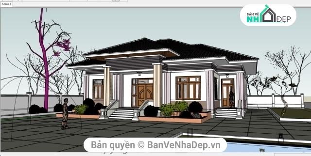 Su biệt thự nhà vườn,file Sketchup Biệt thự,biệt thự nhà vườn,Biệt thự,phối cảnh biệt thự nhà vườn