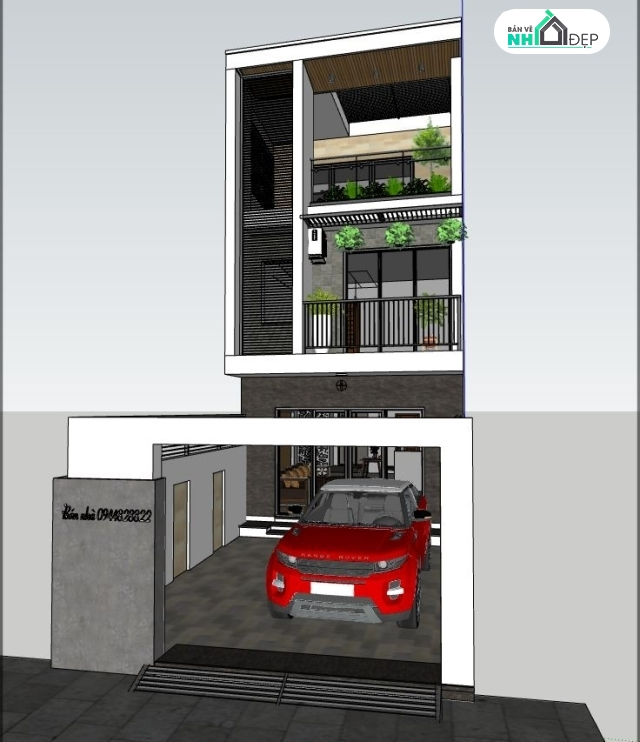 Bộ 5 mẫu thiết kế sketchup nhà phố hiện đại