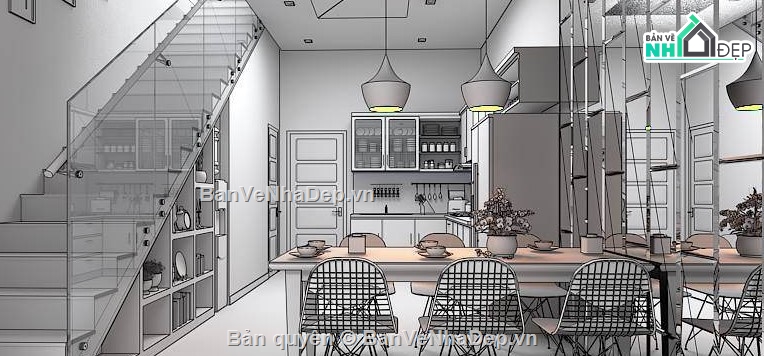 phòng bếp sketchup,file 3d sketchup phòng bếp,file sketchup phòng bếp