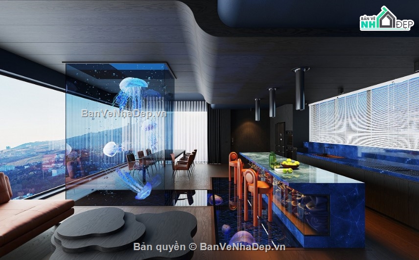 phòng khách đẹp,phòng bếp sketchup,sketchup phòng khách,khách bếp đẹp