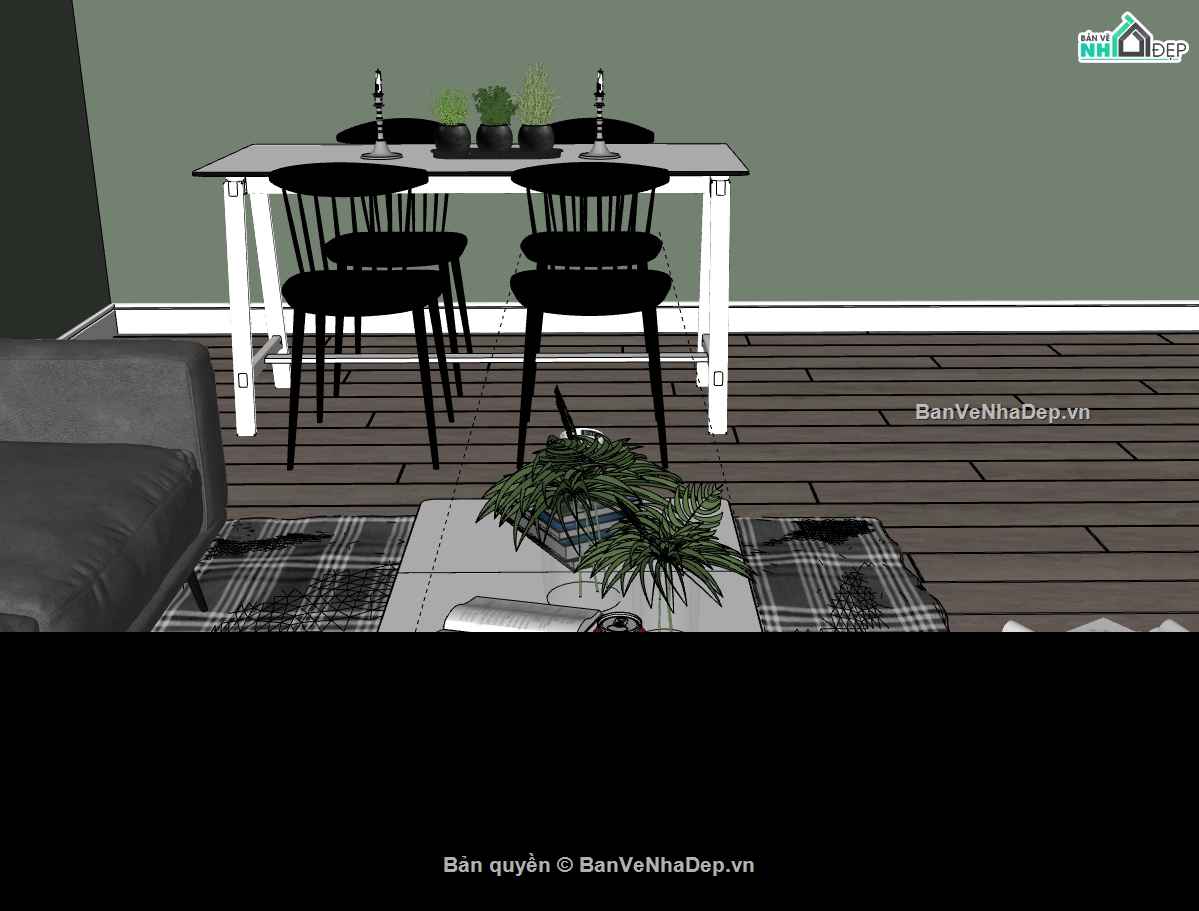 Phòng khách hiện đại file sketchup,sketchup phòng khách hiện đại,thiết kế phòng khách model su