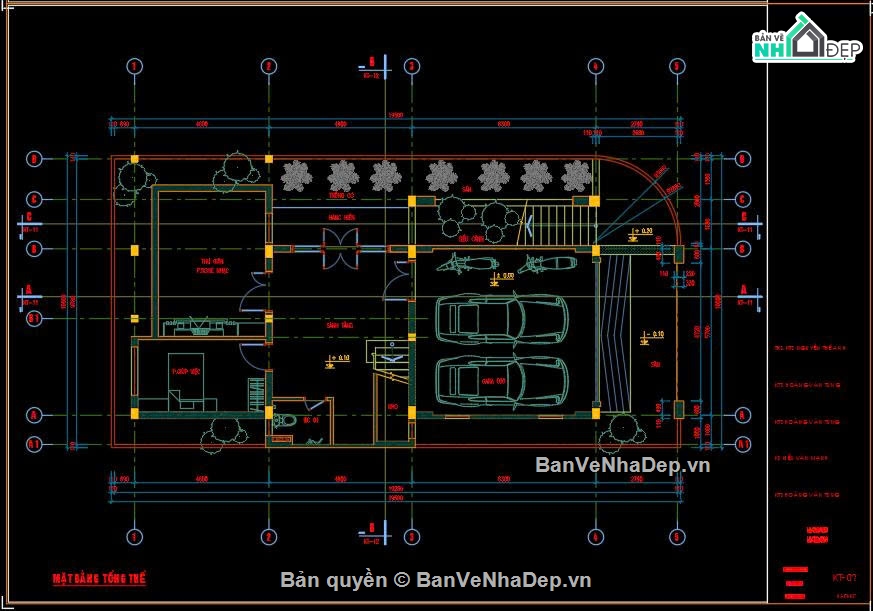 phương án biệt thự 3 tầng,biệt thự 9x16m,thiết kế biệt thự 9x16,mẫu biệt thự 3 tầng,Phương án biệt thự 3 tầng 9x16m