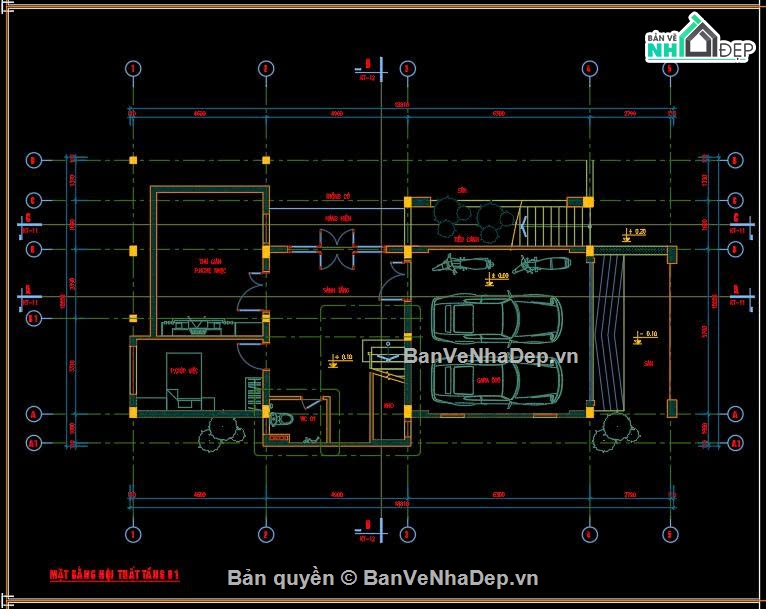 phương án biệt thự 3 tầng,biệt thự 9x16m,thiết kế biệt thự 9x16,mẫu biệt thự 3 tầng,Phương án biệt thự 3 tầng 9x16m