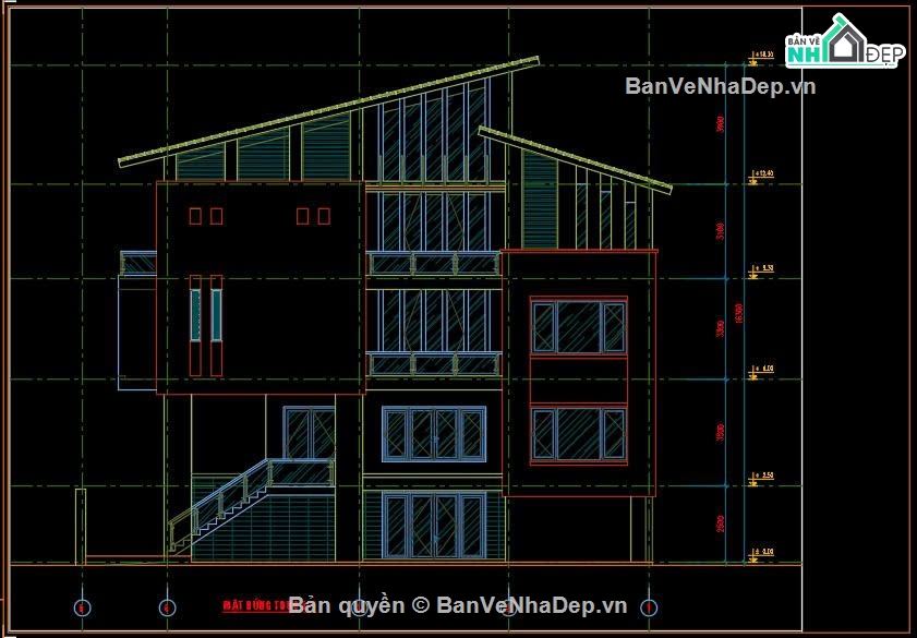 phương án biệt thự 3 tầng,biệt thự 9x16m,thiết kế biệt thự 9x16,mẫu biệt thự 3 tầng,Phương án biệt thự 3 tầng 9x16m