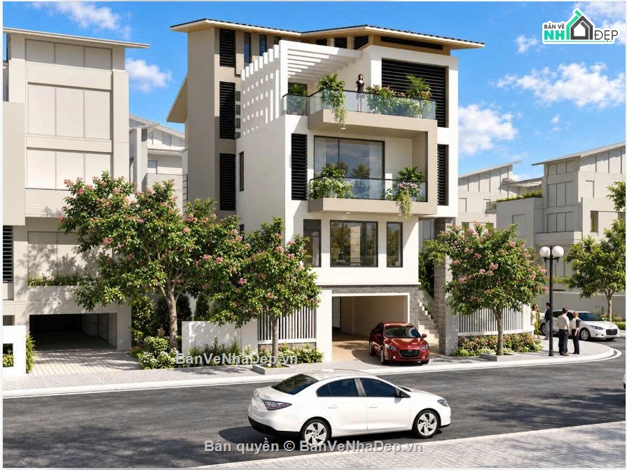 phương án biệt thự 3 tầng,biệt thự 9x16m,thiết kế biệt thự 9x16,mẫu biệt thự 3 tầng,Phương án biệt thự 3 tầng 9x16m