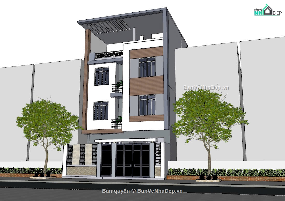 Phương án thiết kế nhà 6x10m,thiết kế nhà 6x10m,Bản vẽ nhà phố 3.5 tầng,Thiết kế nhà phố 4 tầng,NHà phố mặt tiền 6m