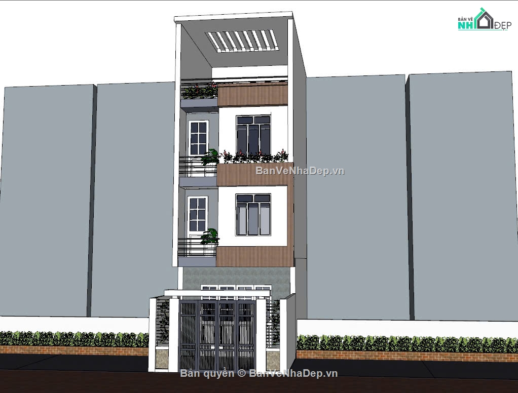 nhà 5 x 15m,Nhà phố 4 tầng KT 5x15m,Mẫu nhà phố mặt tiền 5m,Nhà phố 3.5 tầng kích thước 5x15m