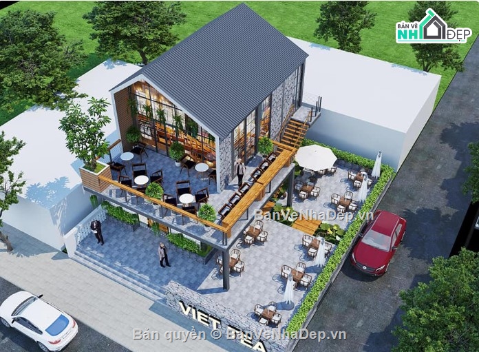 quán cafe 2 tầng,quán cafe 3dmax,bản vẽ quán cafe