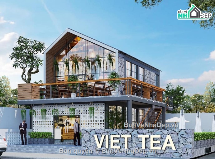 quán cafe 2 tầng,quán cafe 3dmax,bản vẽ quán cafe