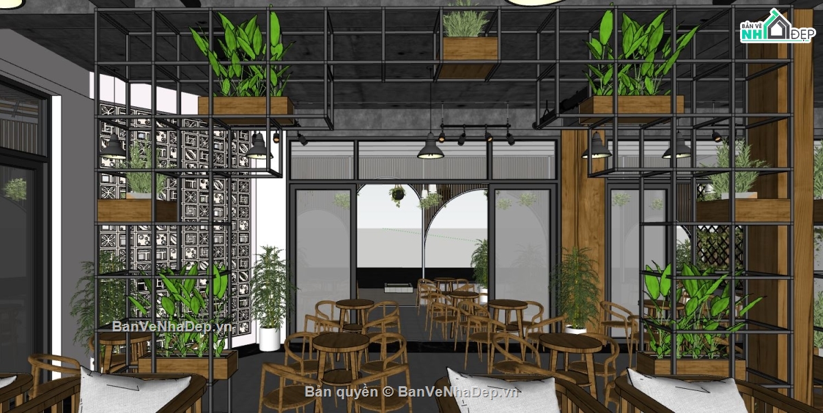 file su quán cafe,quán cafe file su,file sketchup quán cafe