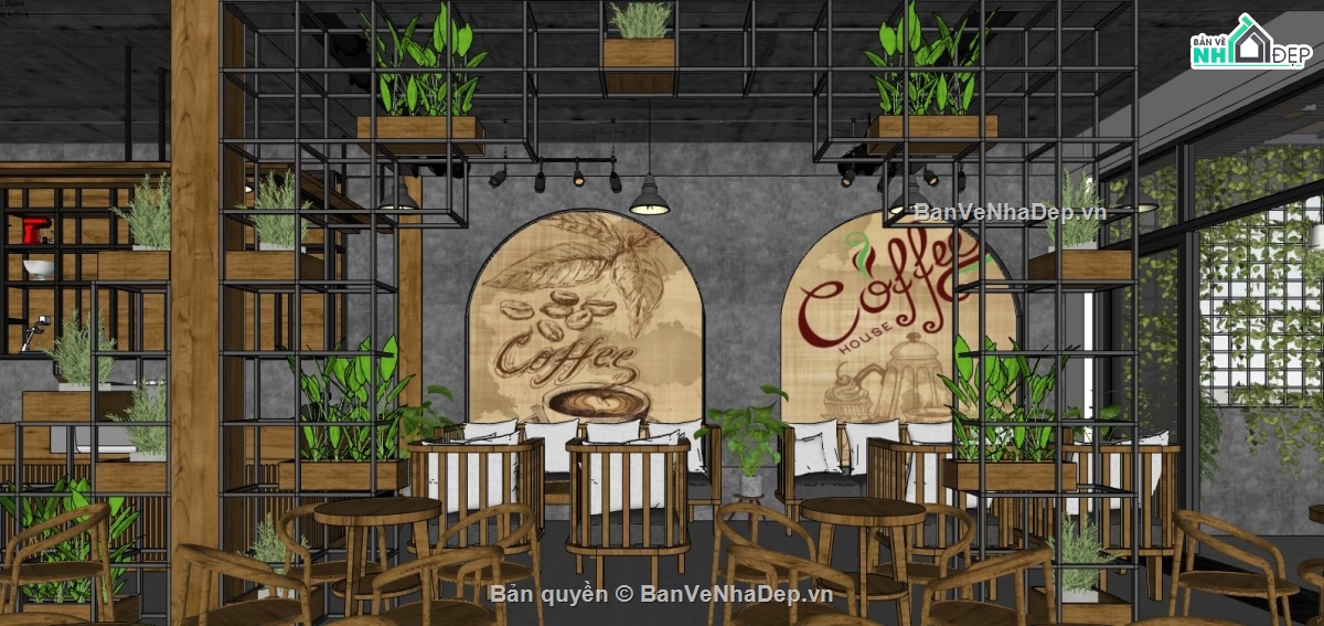 file su quán cafe,quán cafe file su,file sketchup quán cafe