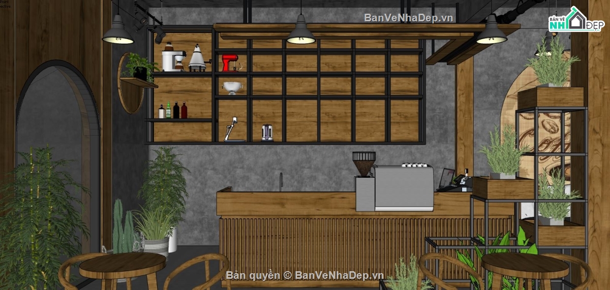 file su quán cafe,quán cafe file su,file sketchup quán cafe
