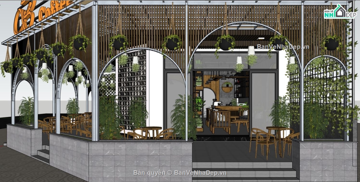 file su quán cafe,quán cafe file su,file sketchup quán cafe