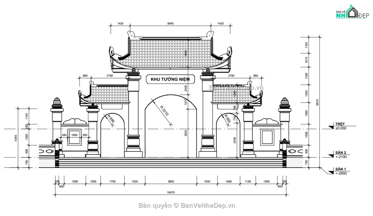 đình chùa,thiết kế chùa,bản vẽ revit chùa,chùa việt nam,file thiết kế đình chùa