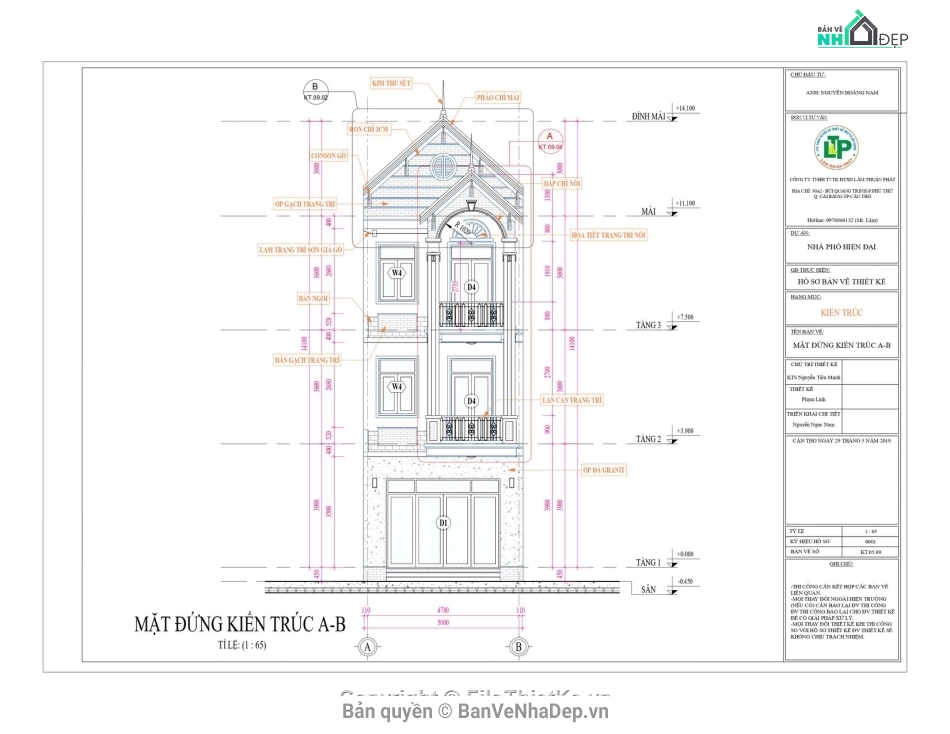 Thiết kế nhà phố 3 tầng,File revit nhà phố 3 tầng,Revit nhà phố 3 tầng,Revit 2019 Bản vẽ Nhà phố,revit nhà phố 3 tầng