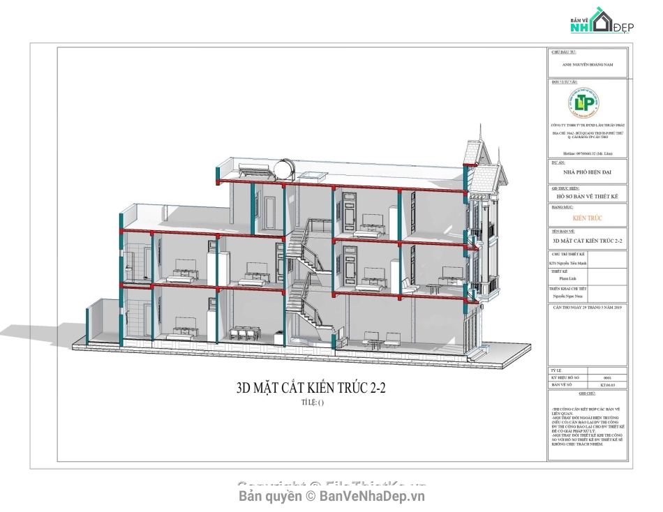 Thiết kế nhà phố 3 tầng,File revit nhà phố 3 tầng,Revit nhà phố 3 tầng,Revit 2019 Bản vẽ Nhà phố,revit nhà phố 3 tầng