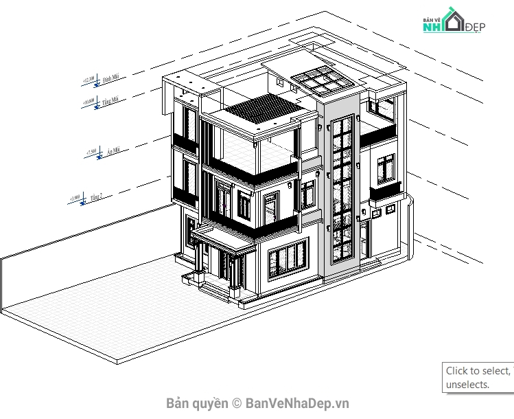 bản vẽ revit nhà phố,revit nhà phố 3 tầng,model revit nhà phố 3 tầng,file revit nhà phố 3 tầng