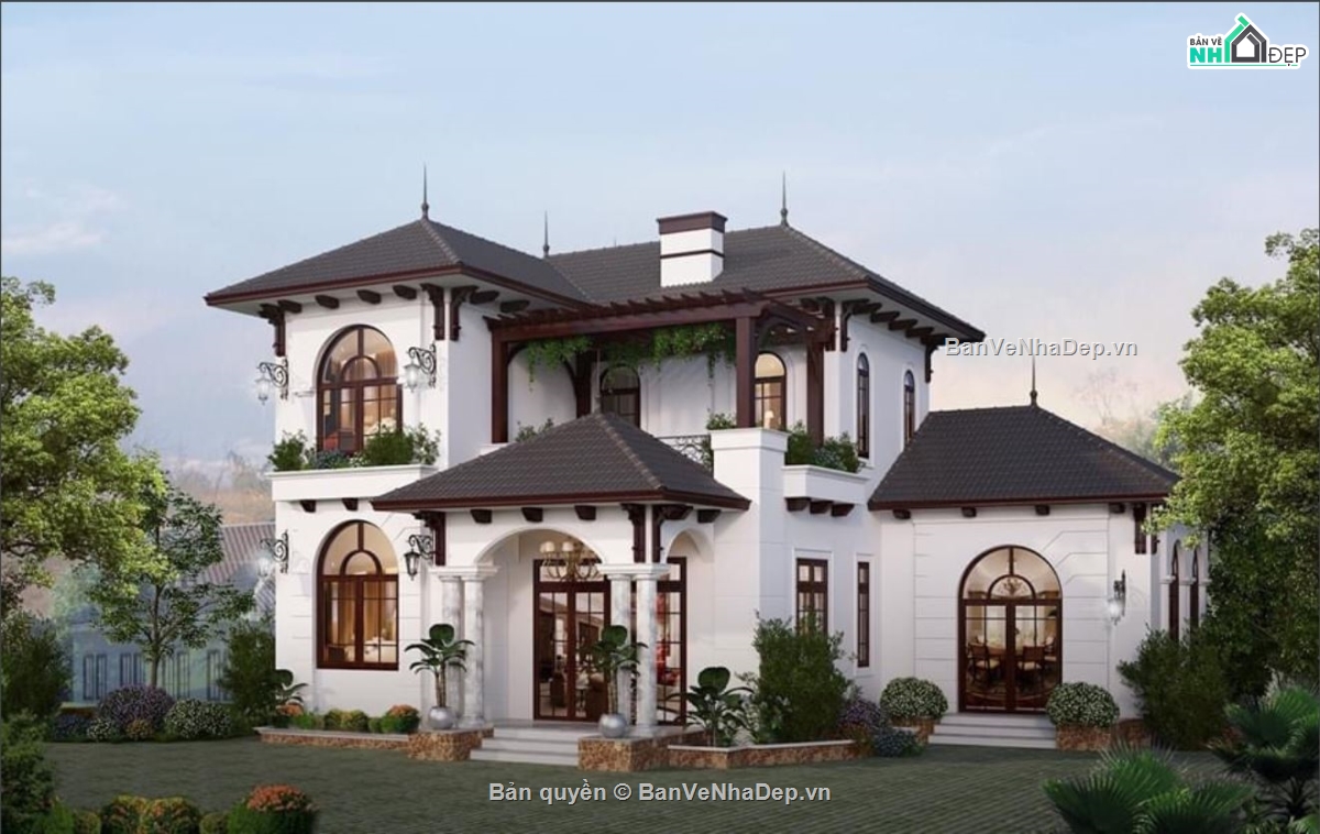 revit biệt thự 2 tầng,file revit biệt thự 2 tầng,bản vẽ revit biệt thự 2 tầng,Biệt thự 2 tầng 13.865x14.83m