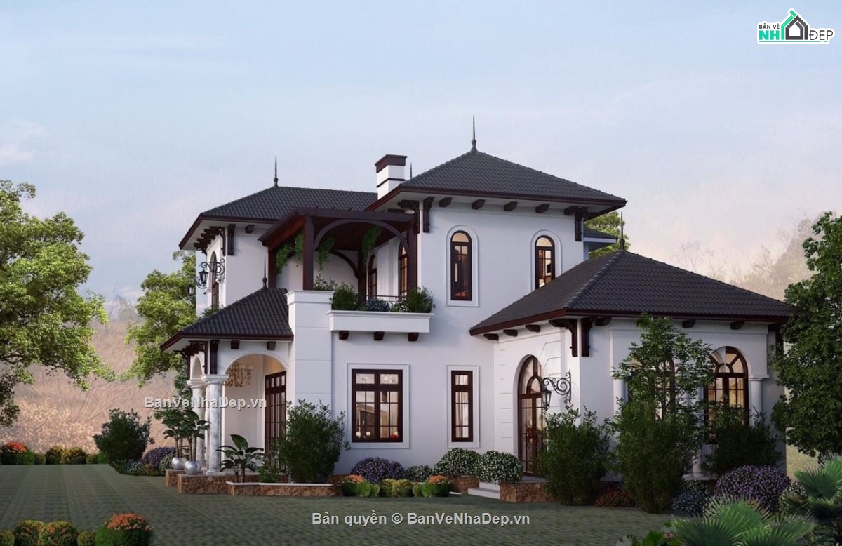 revit biệt thự 2 tầng,file revit biệt thự 2 tầng,bản vẽ revit biệt thự 2 tầng,Biệt thự 2 tầng 13.865x14.83m