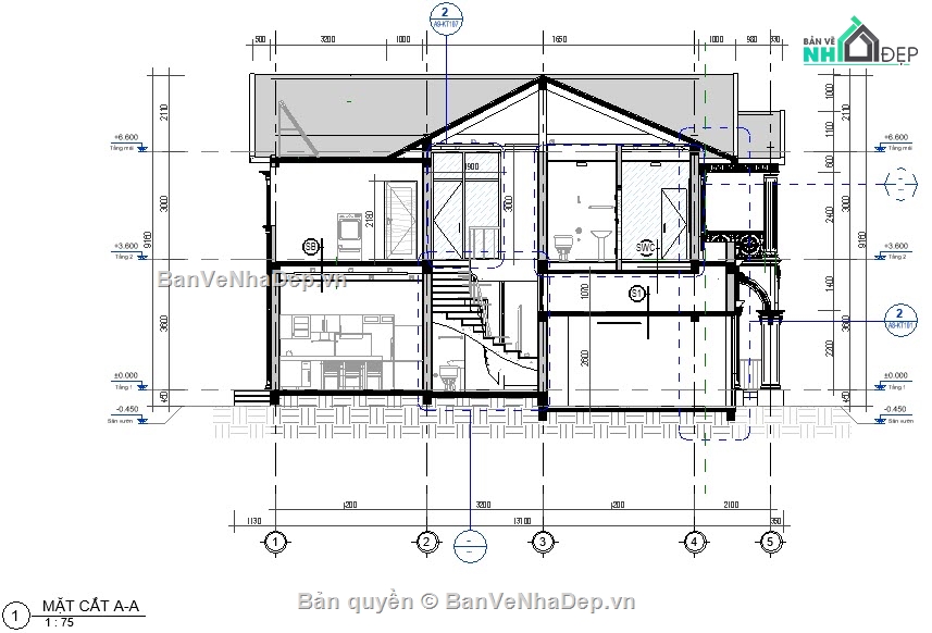 biệt thự 2 tầng tân cổ điển,Revit biệt thự 2 tầng 10x14m,Bản vẽ biệt thự 2 tầng 10x14m,Kiến trúc biệt thự 2 tầng