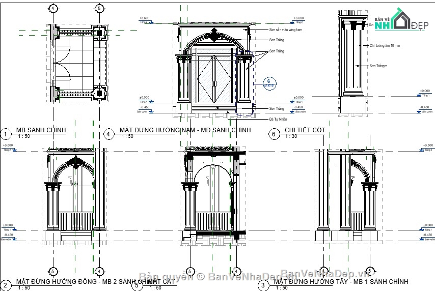 biệt thự 2 tầng tân cổ điển,Revit biệt thự 2 tầng 10x14m,Bản vẽ biệt thự 2 tầng 10x14m,Kiến trúc biệt thự 2 tầng