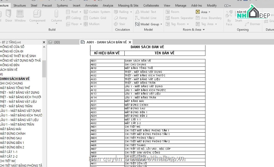 biệt thự 2 tầng,revit biệt thự 2 tầng,file revit biệt thự 2 tầng