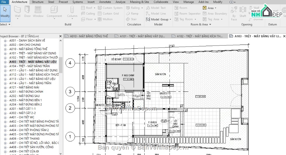 biệt thự 2 tầng,revit biệt thự 2 tầng,file revit biệt thự 2 tầng
