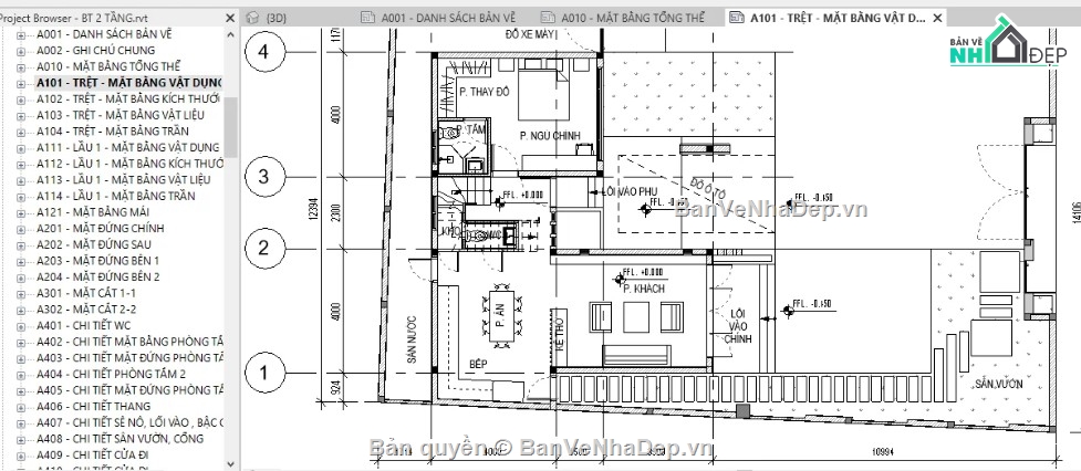 biệt thự 2 tầng,revit biệt thự 2 tầng,file revit biệt thự 2 tầng