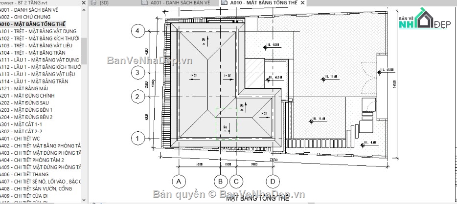 biệt thự 2 tầng,revit biệt thự 2 tầng,file revit biệt thự 2 tầng