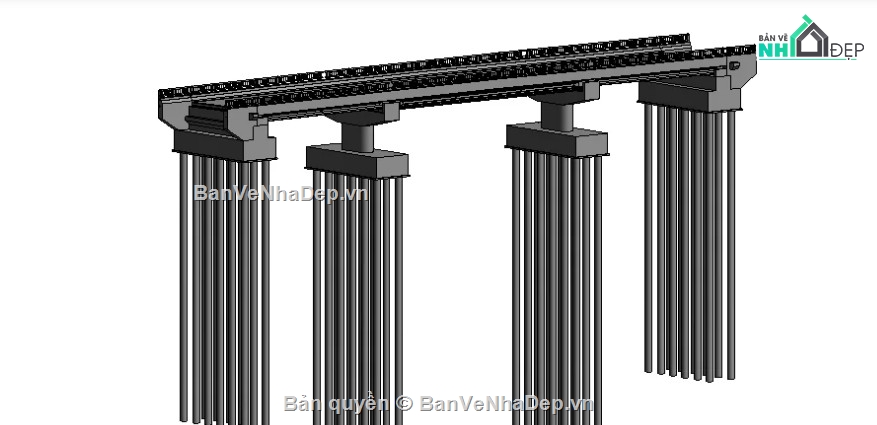 cầu dầm 3 nhịp,revit cầu dầm 3 nhịp,cầu dầm 3 nhịp file revit