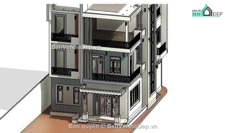 nhà phố 3 tầng,file revit nhà phố 3 tầng,revit nhà phố 3 tầng