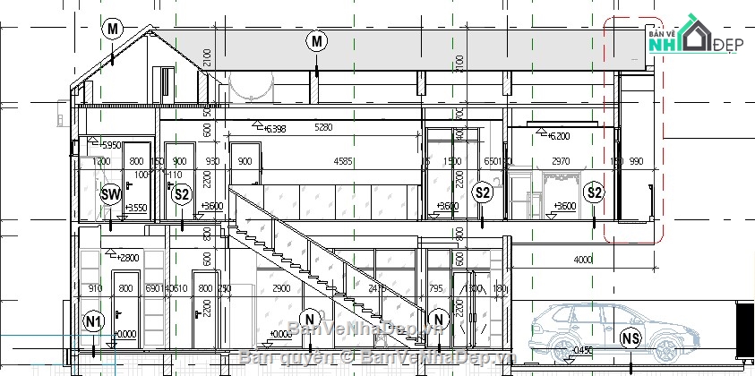 biệt thự 2 tầng,file cad biệt thự 2 tầng,bản vẽ biệt thự 2 tầng