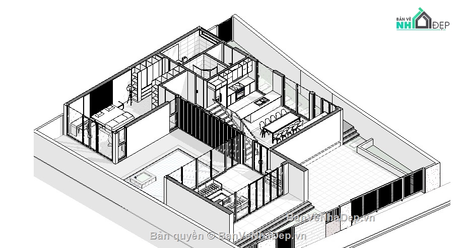 biệt thự 2 tầng,revit biệt thự 2 tầng,biệt thự 2 tầng revit