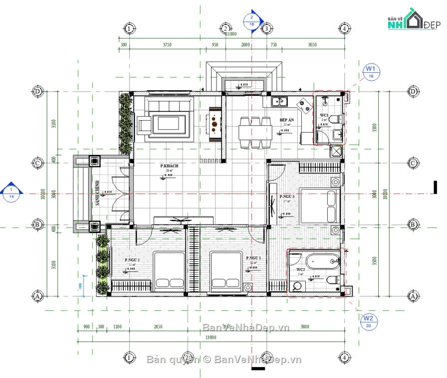kiến trúc nhà mái thái,Nhà mái thái đẹp,File revit nhà,revit full,Revit đầy đủ nhà mái thái