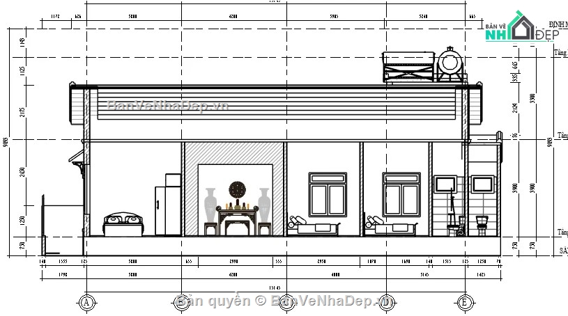 revit nhà cấp 4,nhà cấp 4 file revit,nhà cấp 4
