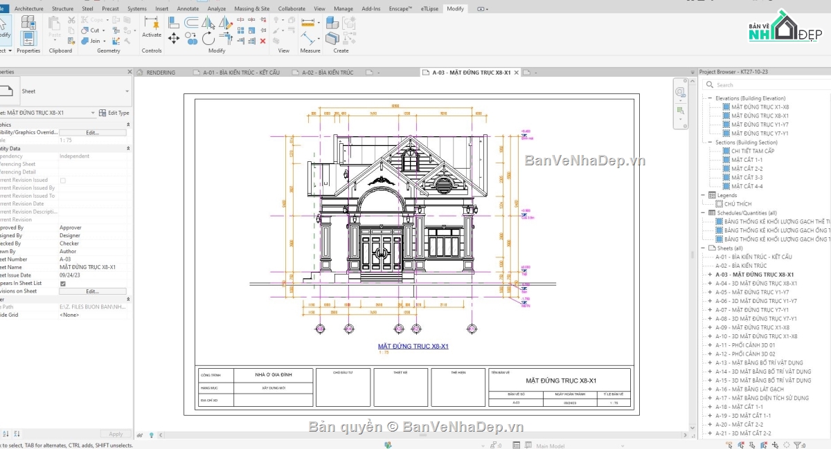 Nhà mái thái cấp 4,Nhà cấp 4 revit,file revit nhà mái thái