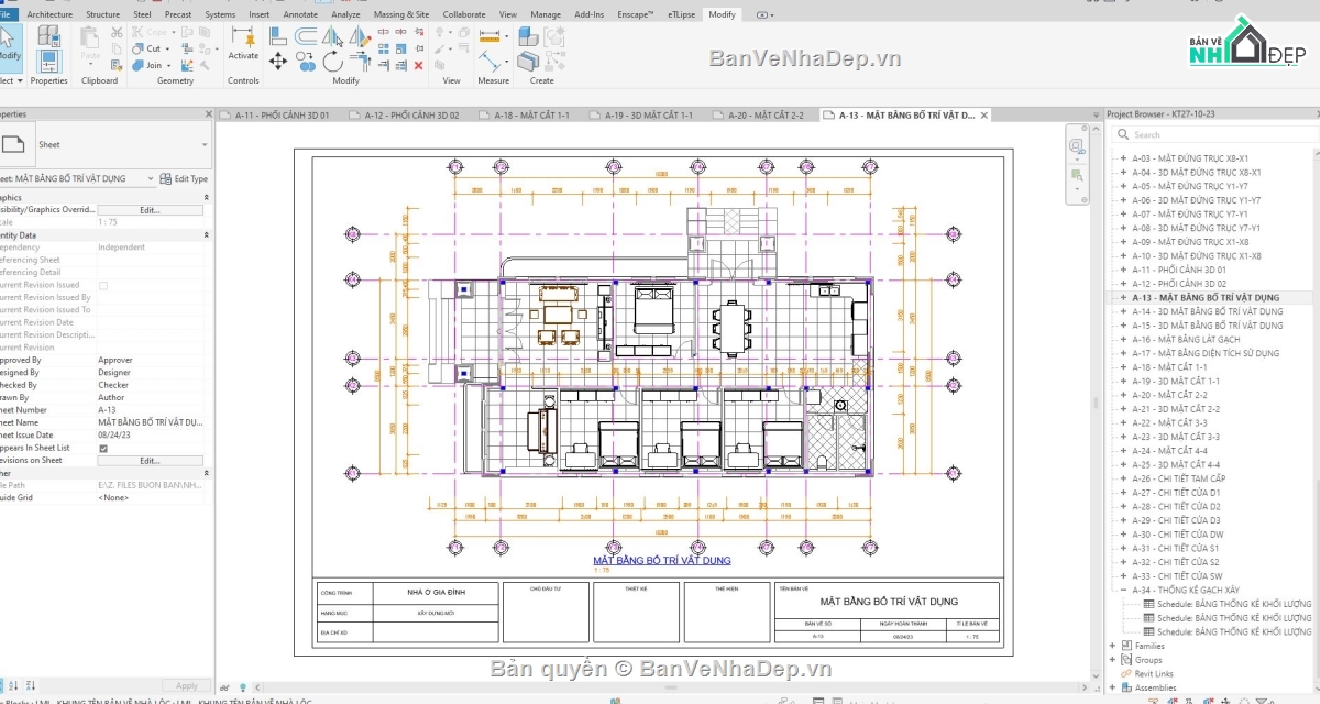 Nhà mái thái cấp 4,Nhà cấp 4 revit,file revit nhà mái thái