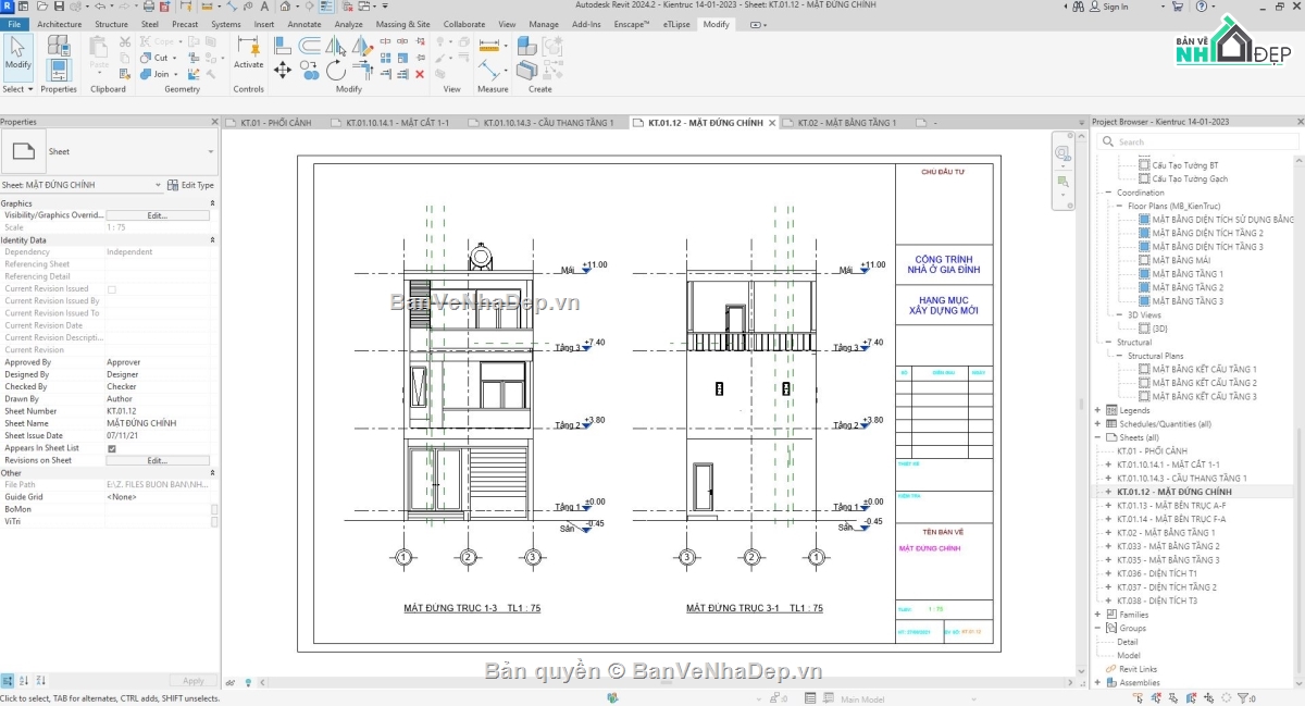 Nhà phố,Nhà phố hiện đại,revit nhà phố