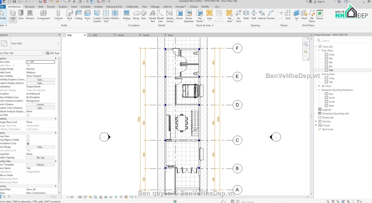 nhà gác lửng,gác lửng,nhà phố,Revit nhà phố gác lửng