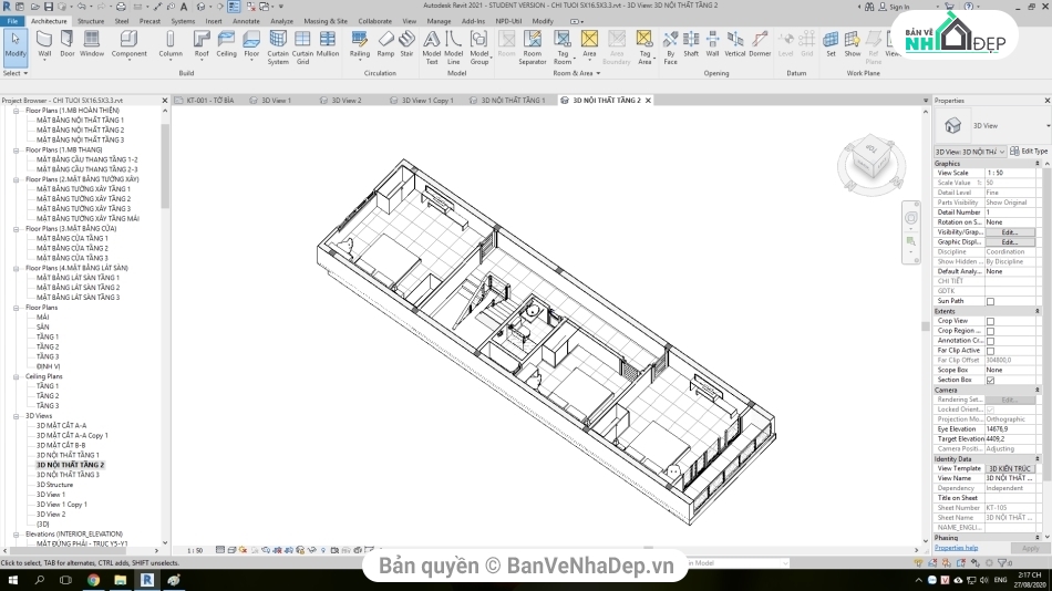 Mẫu nhà phố 3 tầng,revit nhà phố 3 tầng,file revit nhà phố 3 tầng,model revit nhà phố 3 tầng,bản vẽ revit nhà phố 3 tầng