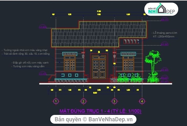 4 Bản Vẽ Full KT, KC Nhà Phố 1 Tầng Hot Nhất 2019