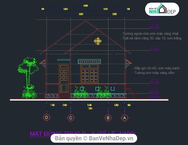 4 Bản Vẽ Full Kiến Trúc, Kết Cấu Nhà Phố 1 Tầng Mới 2020