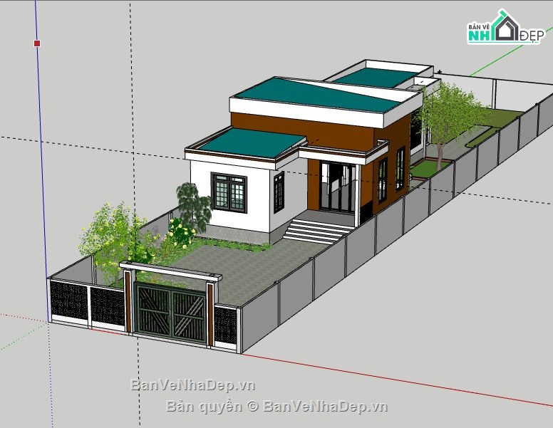 Nhà 1 tầng,Model su nhà 1 tầng,nhà 1 tầng file su