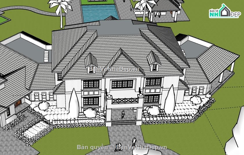 Biệt thự 2 tầng,model su biệt thự 2 tầng,biệt thự 2 tầng file su