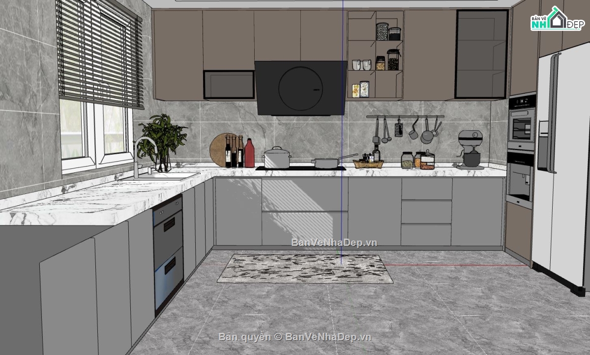Sketchup bếp,nội thất phòng bếp,Sketchup mẫu nội thất,model su phòng bếp