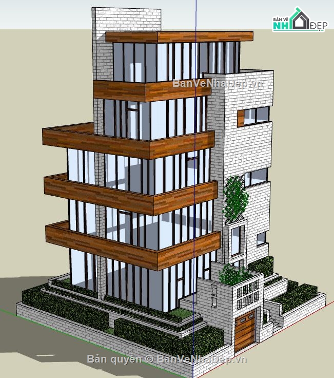 tòa nhà 5 tầng,nhà làm việc,model su nhà làm việc 5 tầng
