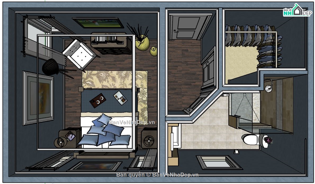 phòng hiện đại,model phòng ngủ hiện đại,sketchup nội thất phòng ngủ